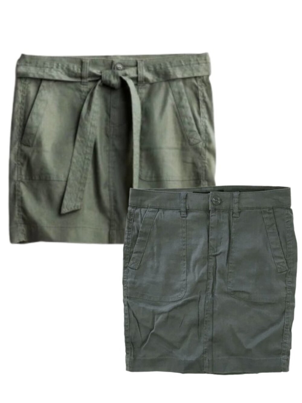 Liverpool Los Angeles Utility Skirt Army Green Linen Blend Sz 0, 30" Waist